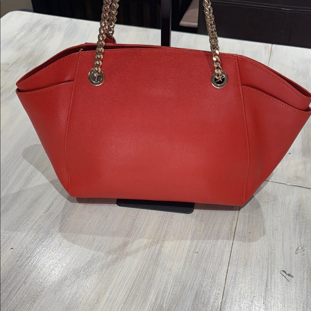 Furla Vibrant Red Tote with Gold Accents-NWOT Condition - Picture 6 of 15